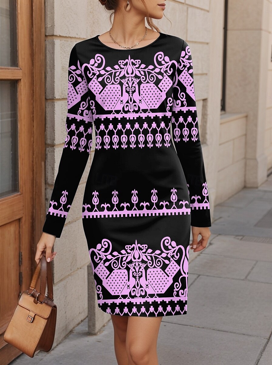 Damen Minikleid schwarzes kleid Vintage-Kleid Sweatshirt-Kleid Winter Kleid Brautkleider schlicht Ausgefallene Party Strasse Casual Regular Fit Farbblock Langarm Rundhalsausschnitt Rosa Khaki 2025 - $25.99 –P2
