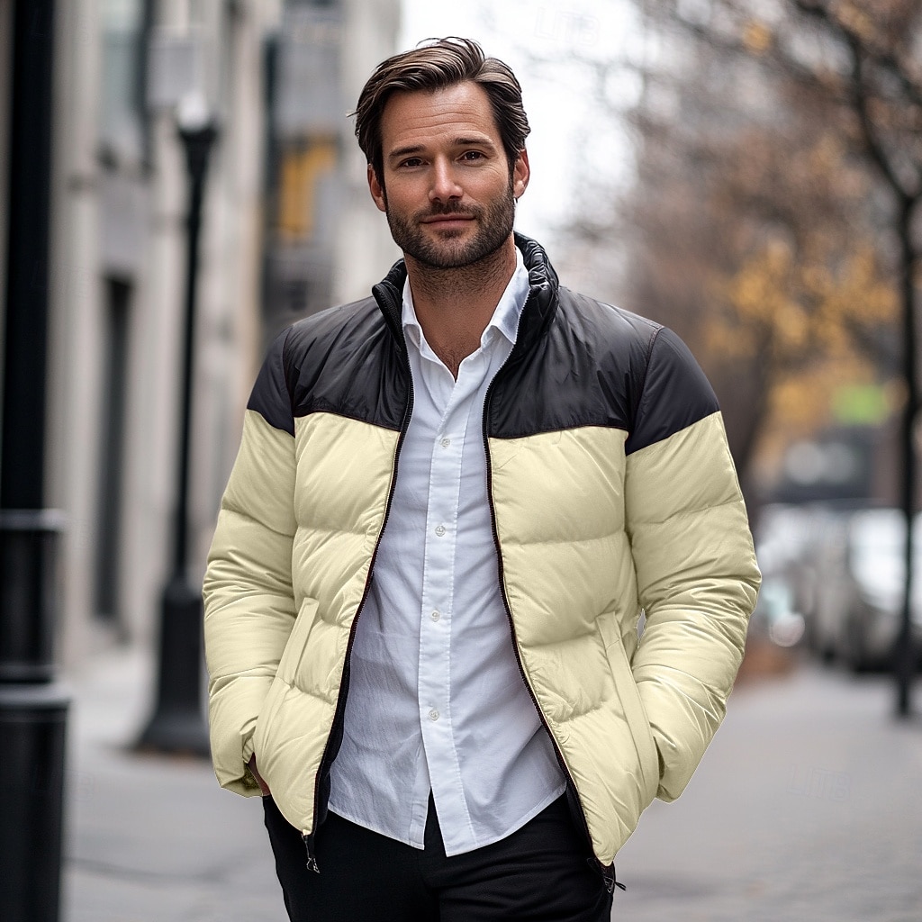 Férfi Puffer dzseki Kosaras Zseb Színes Parti Karácsony Szabadtéri Szokványos Semleges Divat Napi Tél Tömör szín Fekete Fehér Bíbor Lóhere Pufferkabát 2025 - $55.99 –P4