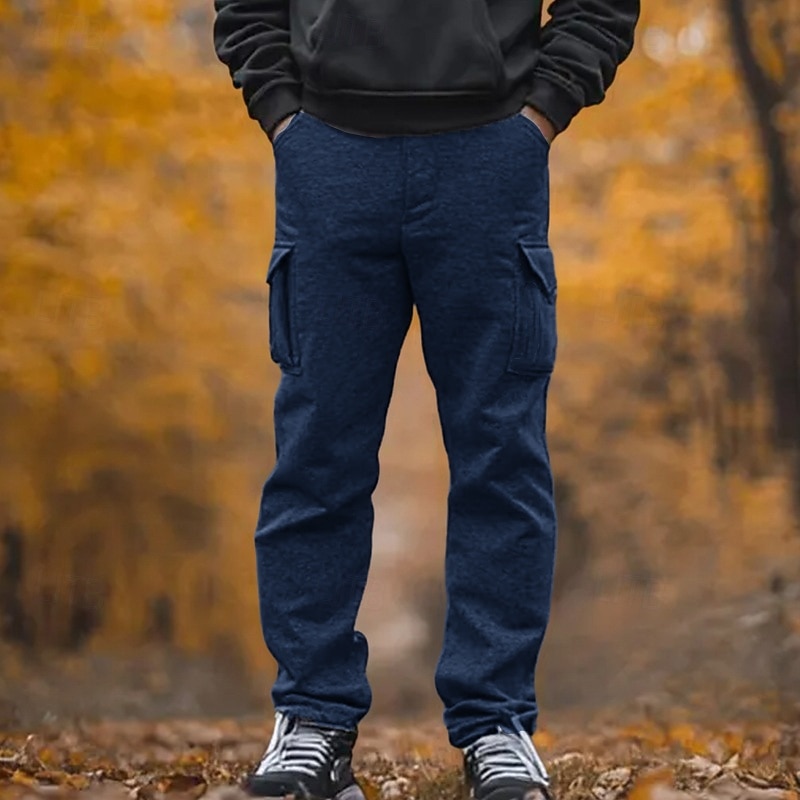 Per uomo Pantaloni in pile Pantaloni della tuta Pareggiatore Pantaloni Pantaloni della tuta cargo A cordoncino Vita elastica Multi tasca Liscio Comfort Traspirante Lunghezza intera Informale del 2026 a $22.99 –P4