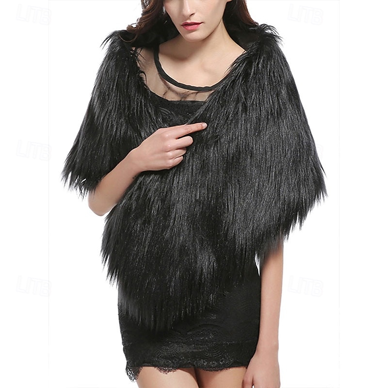 imitert pels skulder sjal wrap viking cape for kvinner brude bryllup skuldertrekk fest vinter capelet 2025 - $52.99 –P8