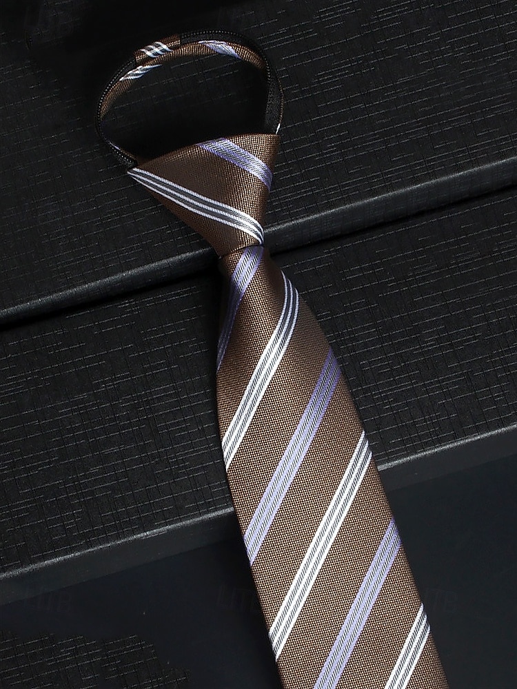 gravatas clássicas masculinas de seda sintética com zíper – conjunto de gravatas com padrões variados para trajes formais e de negócios de 2025 por $11.99 –P10
