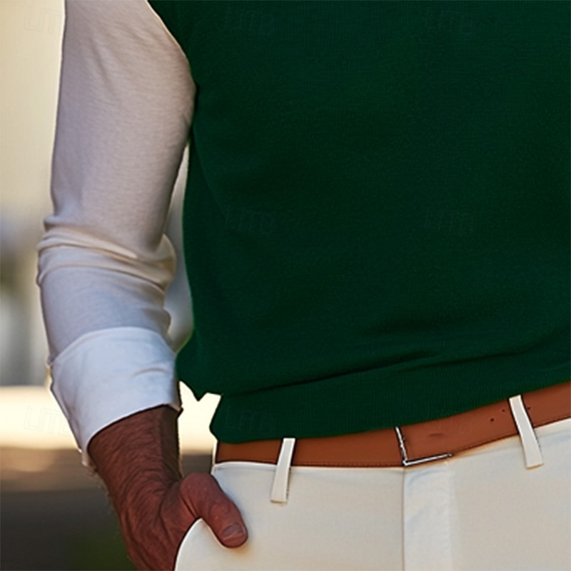 Муж. Свитер жилет Платье-свитер Шерстяной свитер Пуловер Свитер Вязать Трикотаж Сплошной цвет V-образный вырез Стиль Старинный Снова в школу! Одежда Весна Осень Винный Черный S M L 2026 - $26.99 –P6