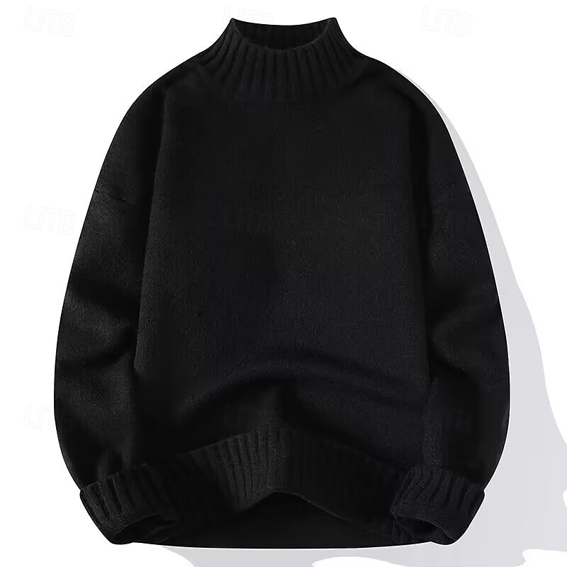 Herren Pullover Rollkragenpullover für Herren Overall Gerippt Stricken Standard Strick Glatt Rollkragen Moderne zeitgenössische Arbeit Freizeitskleidung Bekleidung Winter Schwarz Weiß M L XL 2025 - $25.99 –P5