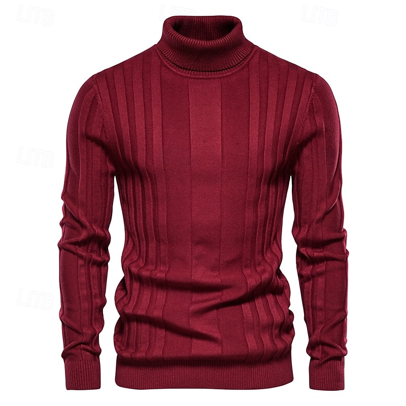Herre Genser Pullover genser Strikketøy Riflet Strikke Vanlige topper Fargeblokk Rullekrage Strikketøy Nøytral utendørs Klær Vår & Vinter Svart Gul S M L 2025 - $16.99 –P2
