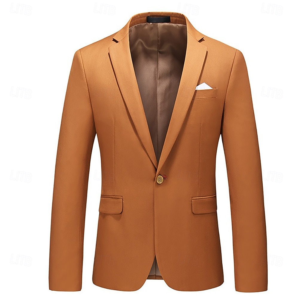Pánské Sako Práce Běžné / Denní Módní Na běžné nošení Celý rok Polyester Viskóza Jednobarevné Základní Jednořadové sako s jedním knoflíkem Blejzr Hnědá Khaki 2026 - $66.99 –P4