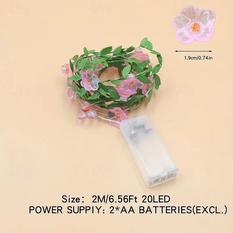 Cherry Blossom Garland Fairy String Lights 2m 20LED Battery Powered for  Wedding Party Indoor Romantic Home Romantic Decoration 2026 - $9.49 –P1