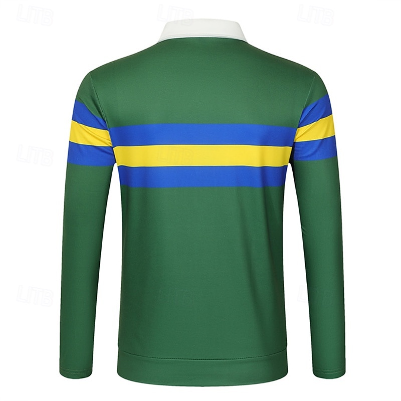 Men's Golf Shirt Golf Polos Shirts Work Casual Lapel Long Sleeve Basic Modern Color Block Patchwork Buttons Spring &  Fall Regular Fit Navy Blue Green Golf Shirt 2025 - $21.99 –P4