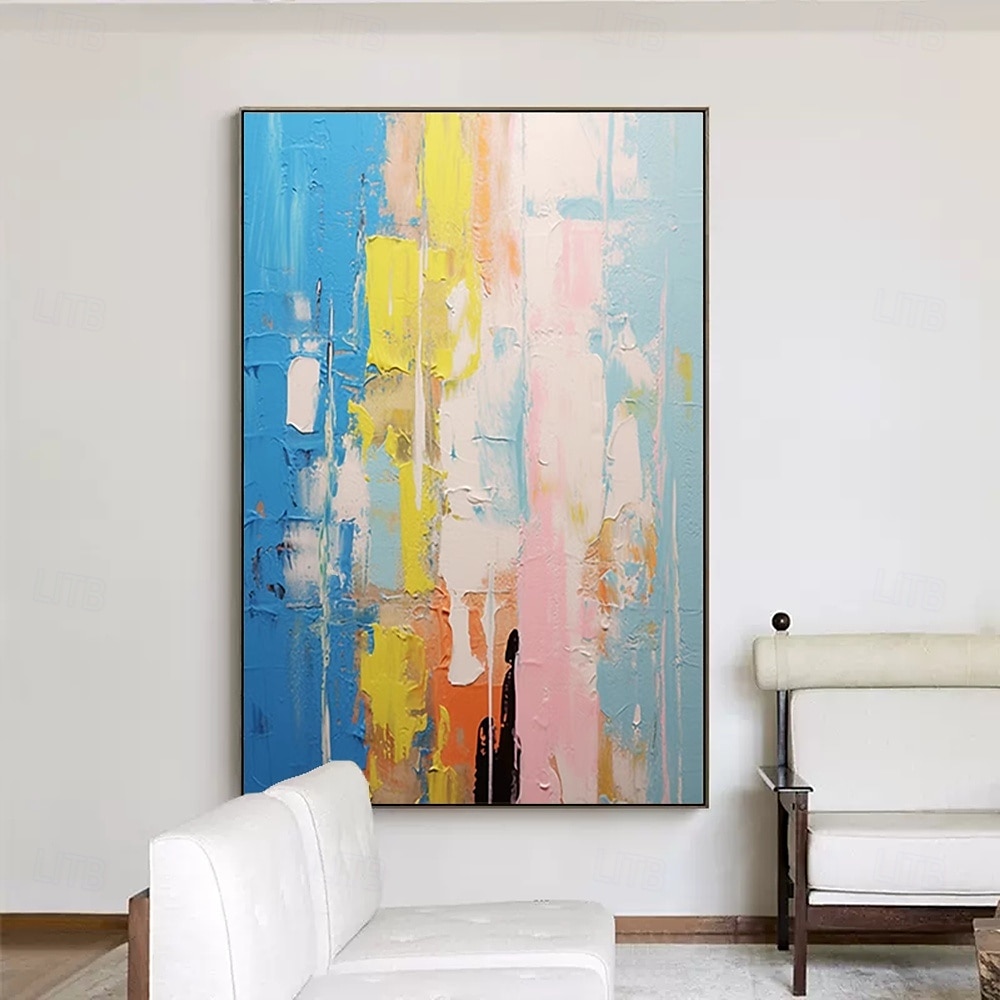 3d blauw abstract schilderij handgemaakte zonsondergang hedendaagse abstracte landschapsschilderij moderne perzik en roze landschapsschilderij wandkunst groot ingelijst canvas schilderij moderne 2025 - $116.99 –P1