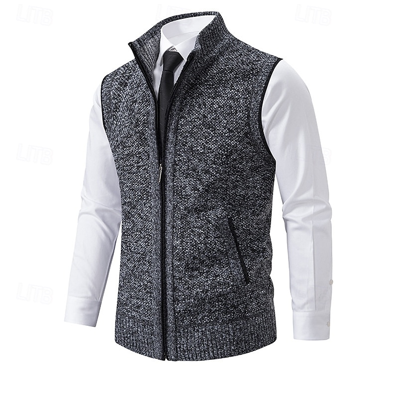 Homens Vestido Suéter Sueter Cardigan Suéter com zíper Suéter de malha Estriado Tricotar Padrão Zip Up Bolsos laterais Côr Sólida Moda Clássico Roupa Diária Encontro Roupa Outono & inverno Preto de 2025 por $28.99 –P4
