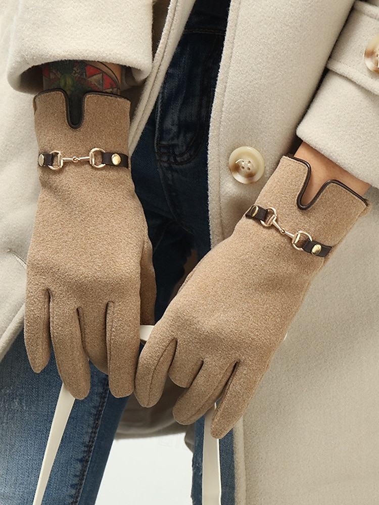 Damen-Winterhandschuhe mit elegantem Metallakzent - warmes und stylisches Wollmisch-Design für kaltes Wetter 2025 - $11.99 –P1