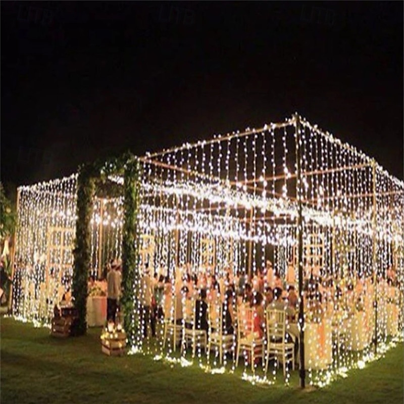 elegante festa de casamento recepção led cortina luzes de corda – 6m x 3m / 3m x 3m 600 leds cintilantes estrelas luzes de fadas para decoração de casa de 2025 por $38.99 –P6
