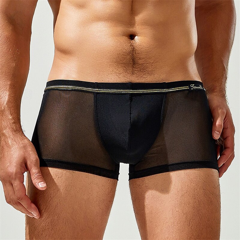 Herren 1 pc Unterwäsche Boxer Boxer-Shorts Patchwork Chinlon Atmungsaktiv Weich Komfortabel Farbblock Mittlere Hüfthöhe Schwarz Weiß 2025 - $10.49 –P2