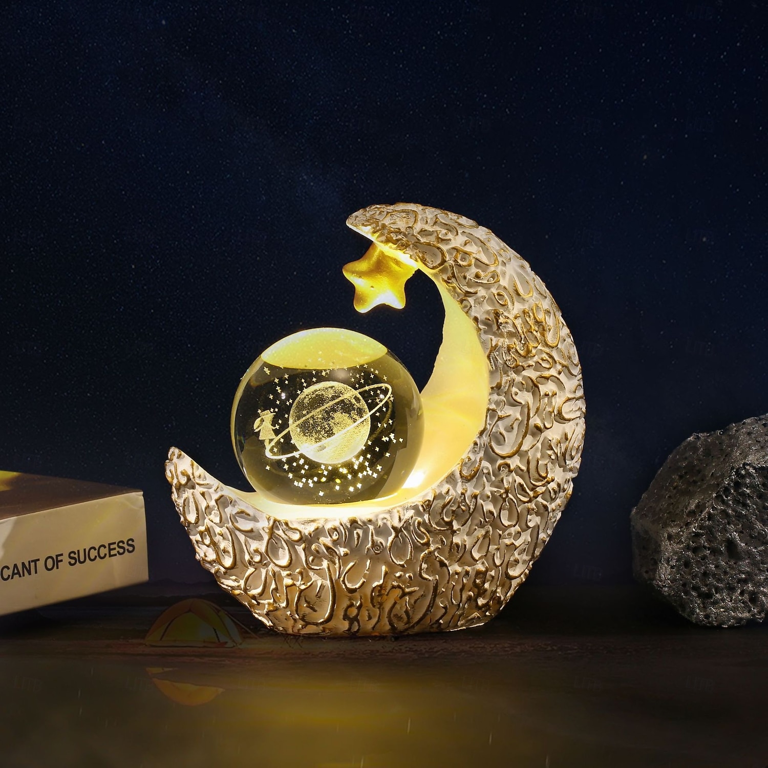 3D Crystal Ball Night Light Warm Light Galaxy Moon Star Glow Inner Carving Ramadan Valentine's Day Gift USB Power Supply 1pc 2025 - $18.49 –P2