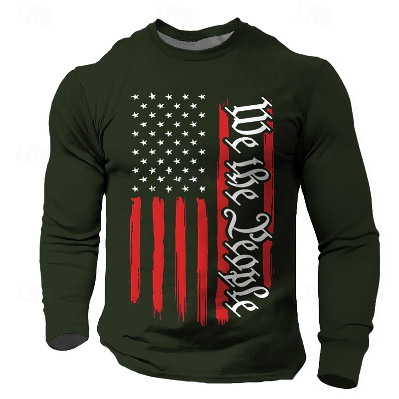 4. Juli 2026 250. Gedenktag Herren Patriotische Designer Patriot 3D Druck US-Flagge Veteran Crew Neck Langarm T-Shirt Freizeit Daily Straße 2026 - $21.99 –P3