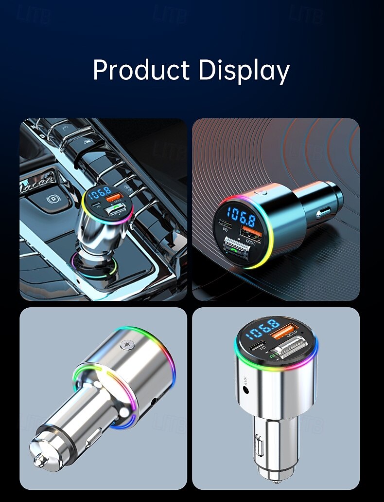 FM Transmitter With Car MP3 Player Fast Charging QC 3.0 Hand-free Call Dual PD Charger Bluetooth 2025 - $43.99 –P15