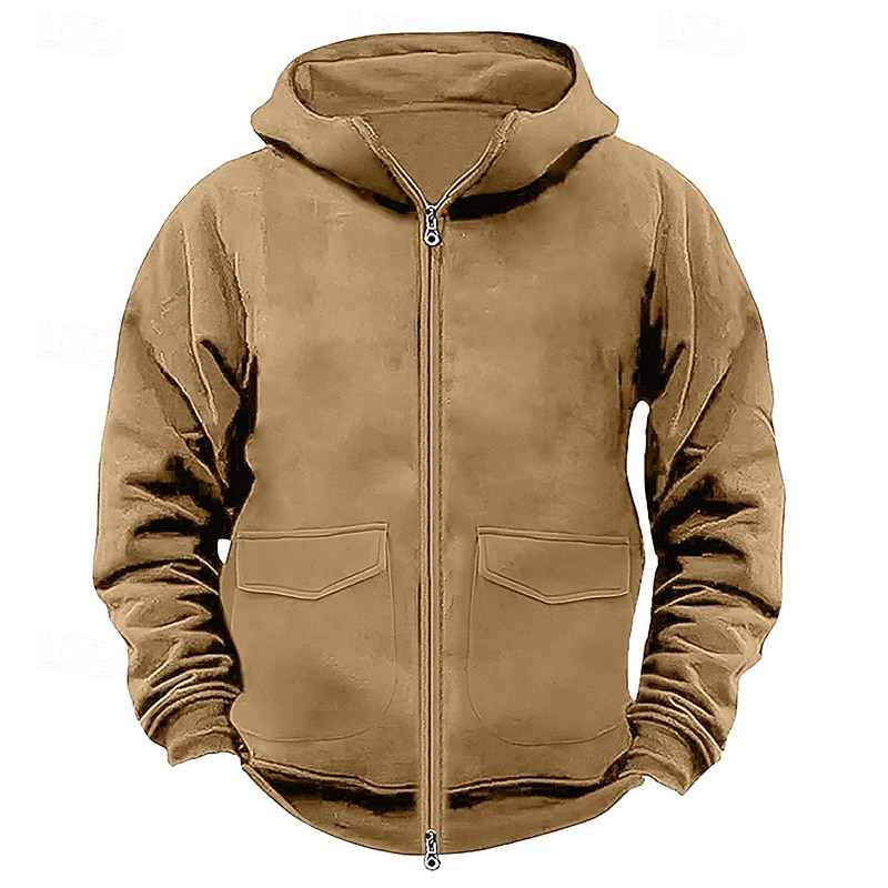 Per uomo Felpa con cappuccio Felpa con cappuccio a zip intera Felpa con cappuccio tattica Nero Blu marino Cachi Grigio Con cappuccio Liscio Compatto Sportivo Giornaliero Streetwear Fantastico del 2025 a $41.99 –P6