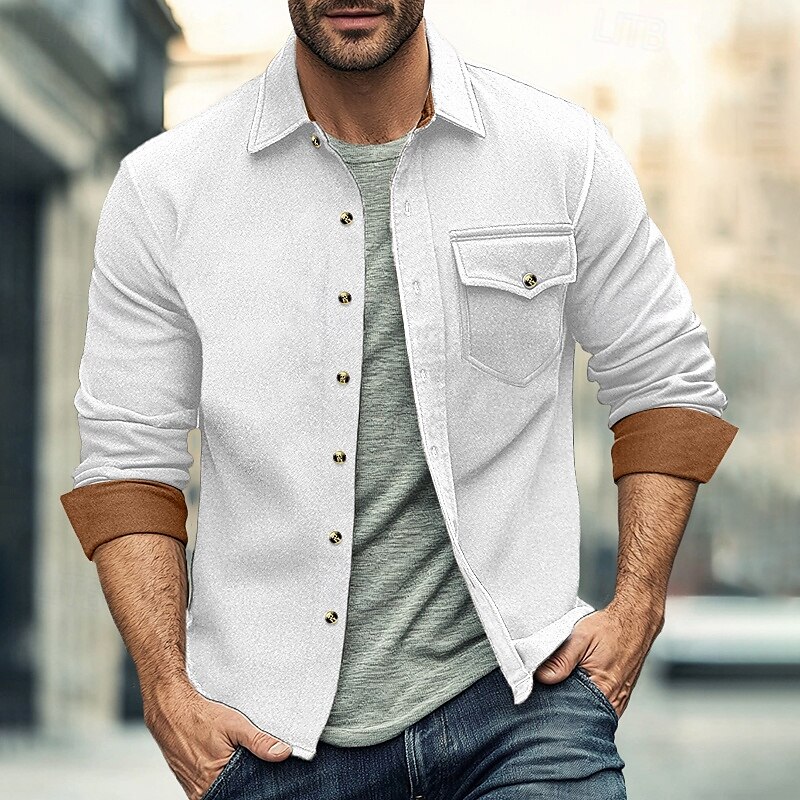 Per uomo Camicia Camicia di flanella Sovracamicia Color Block Esterno Strada Nero Bianco Rosso Blu marino Manica lunga Inverno Primavera & Autunno Abbigliamento del 2025 a $26.99 –P7