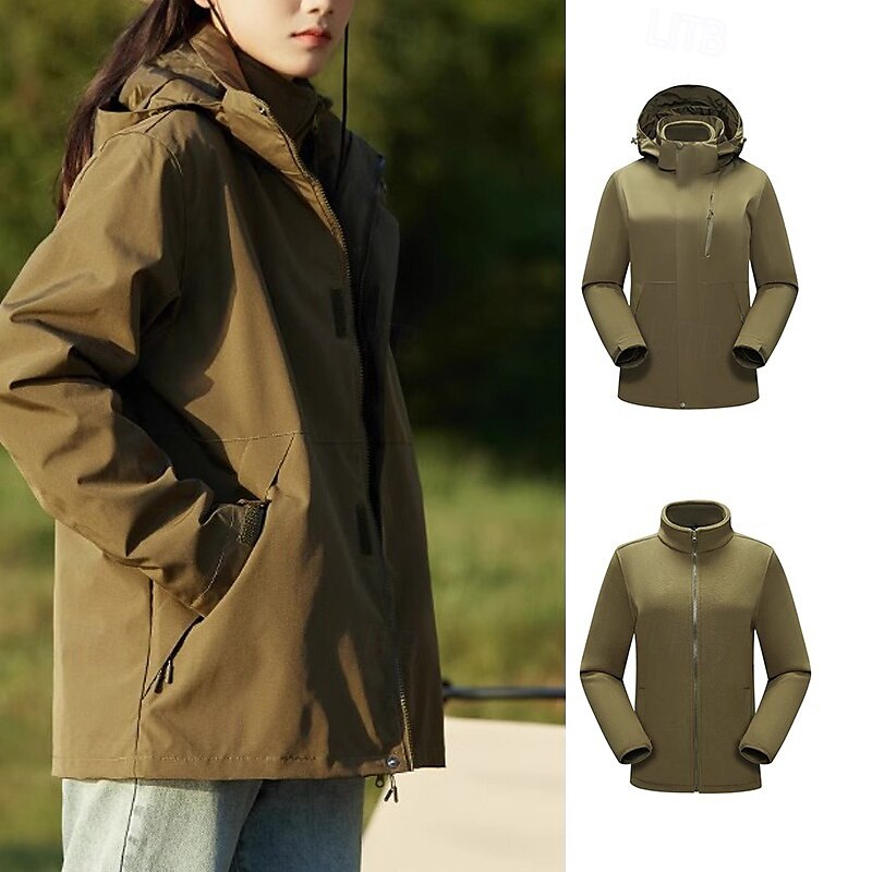 Miesten Naisten Softshell-takki Vaellustakki Talvi ulko- Tuulenkestävä Vedenkestävä 3-in-1-takki Fleecetakit Tuulitakki takki Matkailu Musta Keltainen Armeijan vihreä Punainen Purppura 2025 - $84.99 –P4
