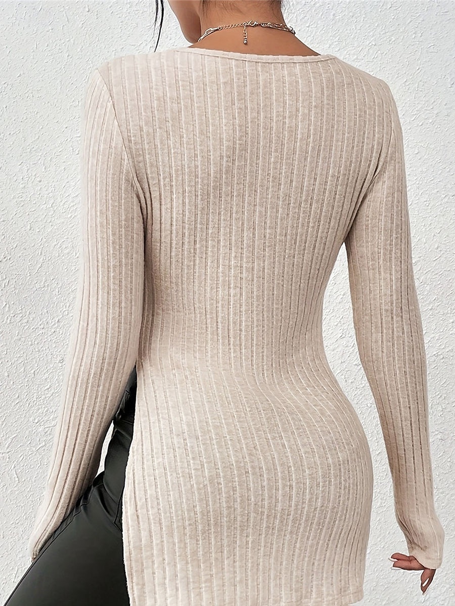 Femme Pull Chandail Décontractées Flexible Couleur monochrome A côtes Col V Dentelle Patchwork Boutons manche longue Hauts longs Tricoter Extérieur du quotidien Fin de semaine Abricot Automne Hiver de 2025 ? $29.99 –P2