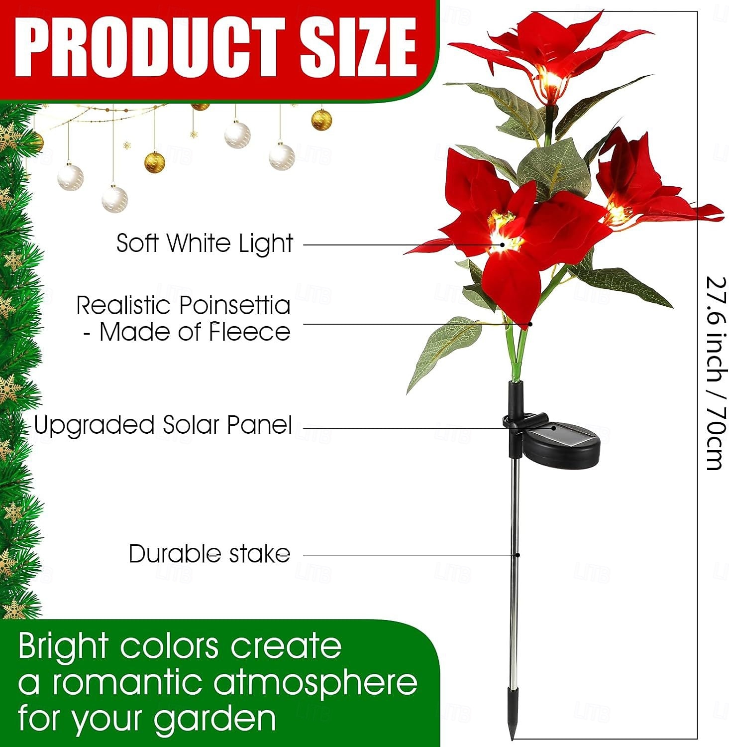 2шт Солнечные светильники в виде пуансеттии солнечные красные цветочные огни для сада на открытом воздухе водонепроницаемые ландшафтные лампы водонепроницаемая декорация для вечеринки в саду парке на 2026 - $48.99 –P1