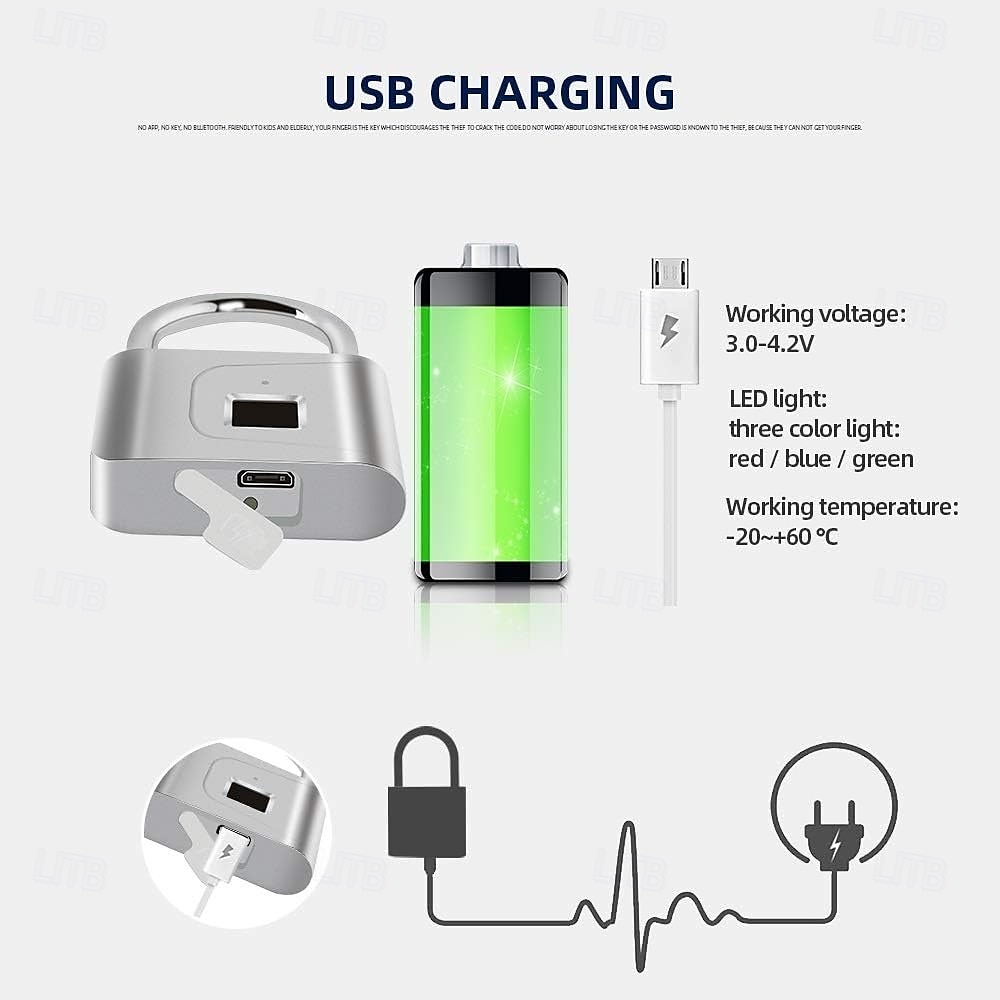 дверной замок безопасности умный замок без ключа usb перезаряжаемый отпечаток пальца для спортивной школы шкафчик сплав цинка металл 2025 - $23.99 –P2