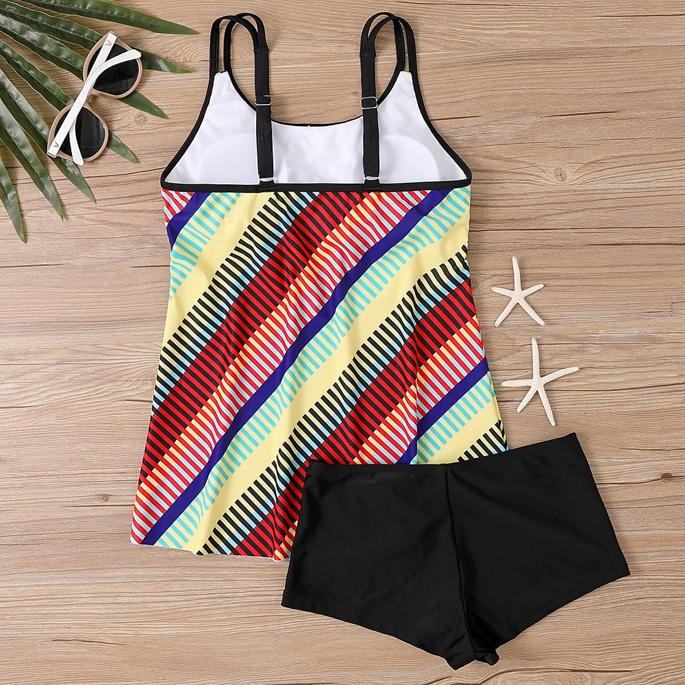 Mujer Bañadores Tankini Traje de baño Vacaciones Tropical Bloque de color Sin Mangas Trajes de baño 2025 - $28.99 –P3