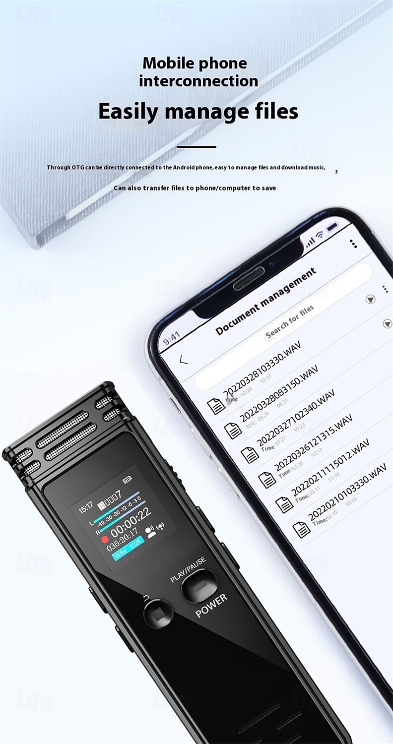 диктофон цифровой hd цветной экран поддержка многоязычности компактный портативный hd шумоподавляющий диктофон 2025 - $34.99 –P5
