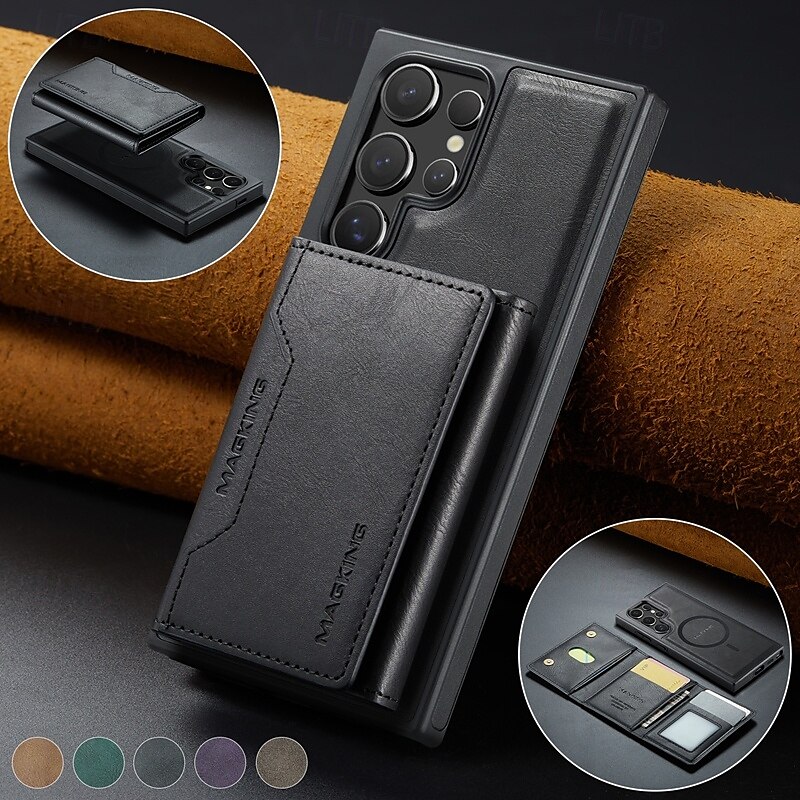puhelin Etui Käyttötarkoitus S24 Ultra S24 Plus S24 S23 Ultra S25 Ultra Takakuori Tuella Magneetti Tukee langatonta latausta Retro TPU PU-nahka 2025 - $26.99 –P13