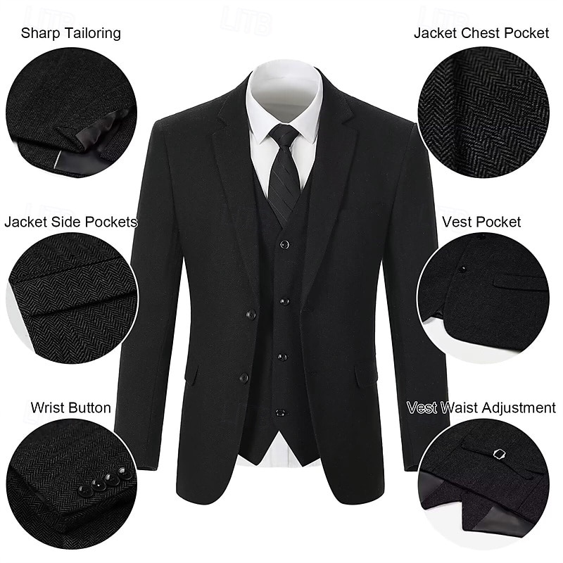 Retro / vintage Ryczące 20s 1920 roku Spodnie Stroje Smokin Wielki Gatsby Pan Gangster Męskie Strój karnawałowy Święta Karnawał Nowy Rok Ślub Bal maskowy Spotkanie towarzyskie Dla dorosłych Płaszcz 2025 - $131.99 –P8