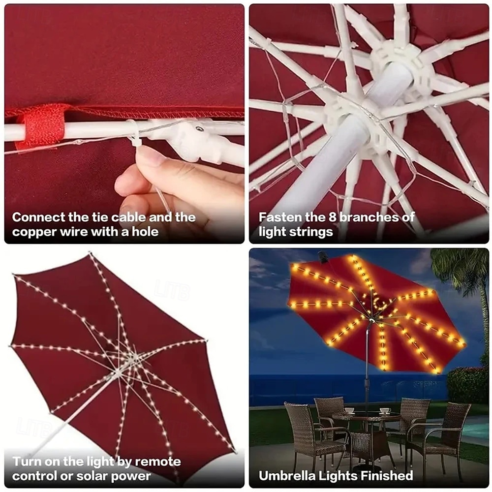 Umbrella Lights Outdoor Lighting Solar String Lamp 8 Mode Battery Operated Waterproof For Patio Courtyard Garden Decor 2026 - $30.99 –P4