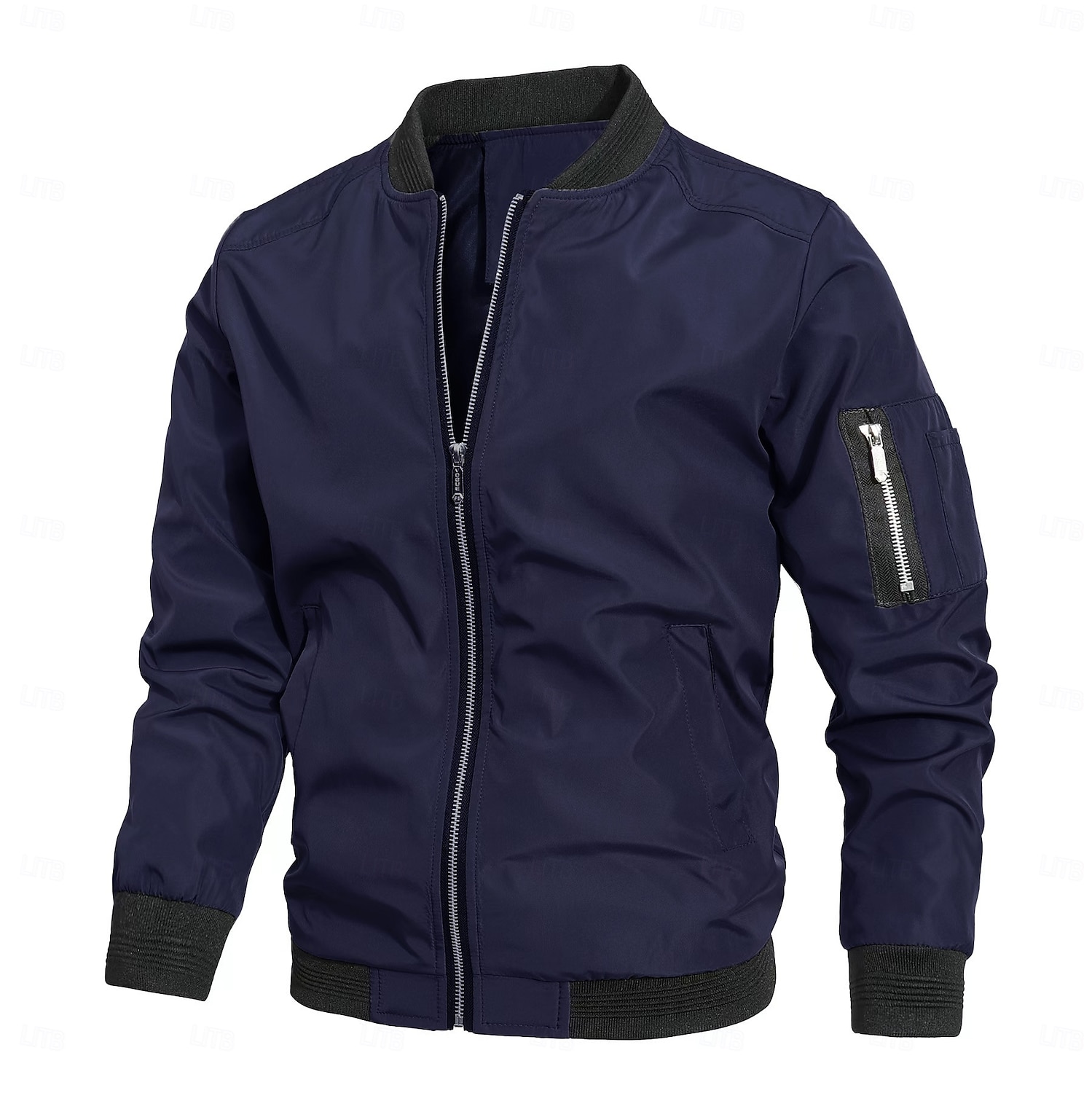 Men's Bomber Jacket Transition Jacket Going out Pocket All Seasons Plain Classic Stand Collar Regular Black Navy Blue Gray Jacket 2025 - $41.99 –P2
