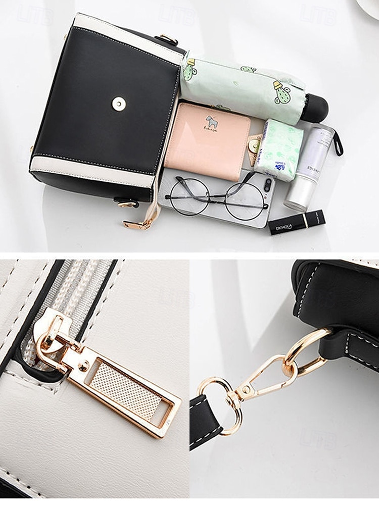 женская двухцветная сумка с золотой ручкой и ремнем через плечо | элегантная и стильная небольшая сумка через плечо для повседневного использования 2025 - $24.99 –P6