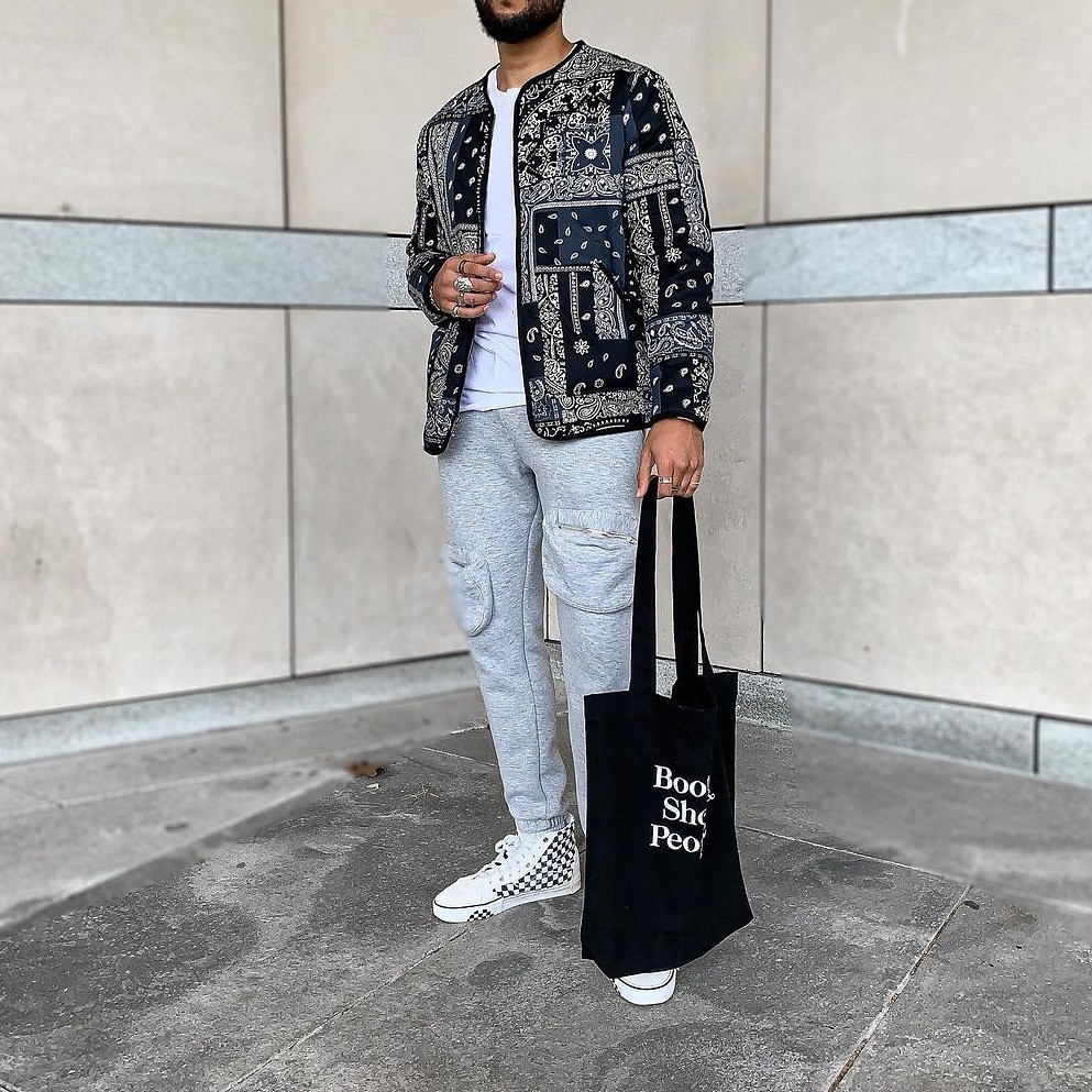 Men's Lightweight Jacket Formal Home Floral Style Spring Fall Winter Floral Graphic Vintage Fashion Regular Black Jacket 2025 - $32.99 –P3