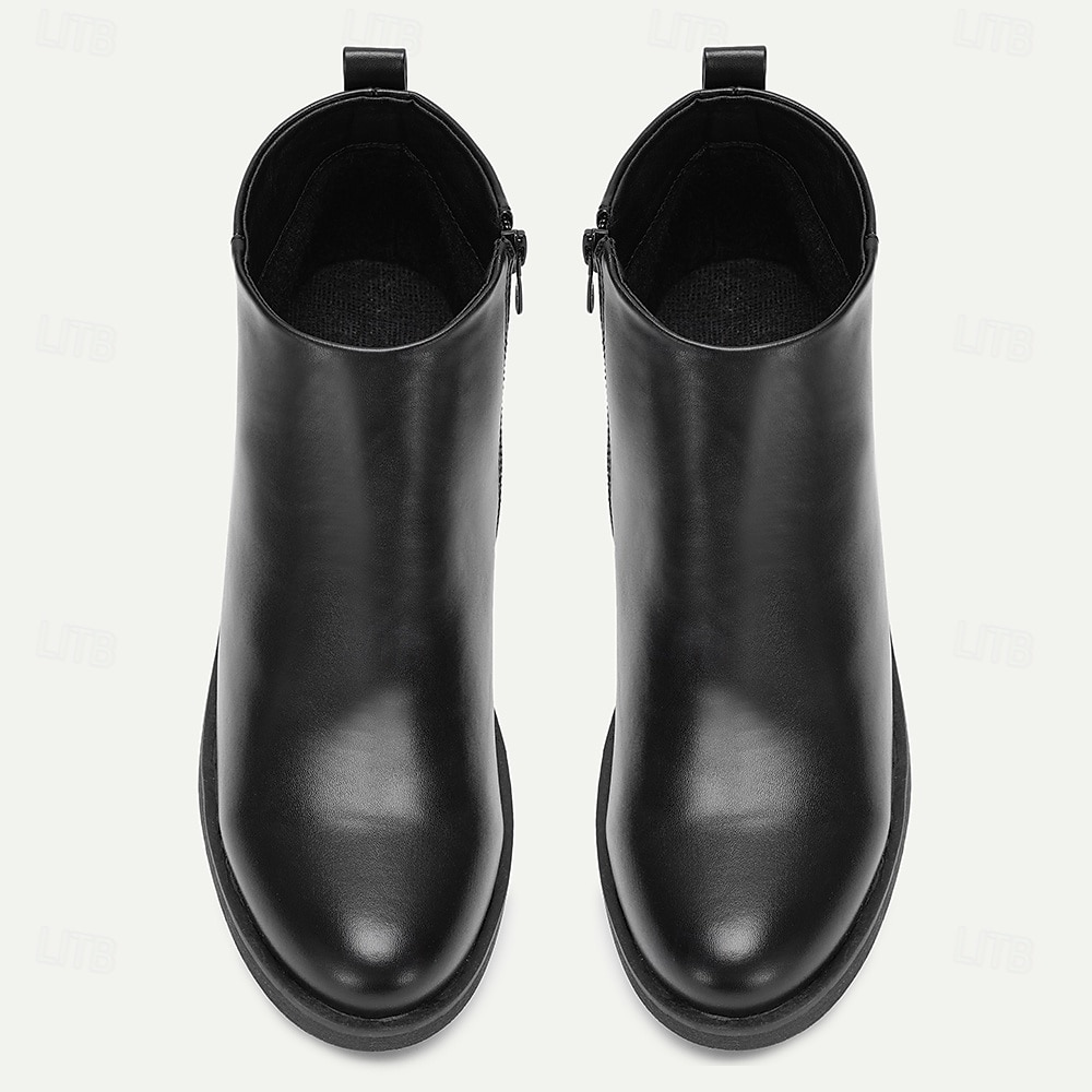 Men's Classic Black Ankle Boots – Sleek Minimalist Design with Side Zip, Comfortable Everyday Footwear for Fall & Winter 2025 - $54.99 –P6