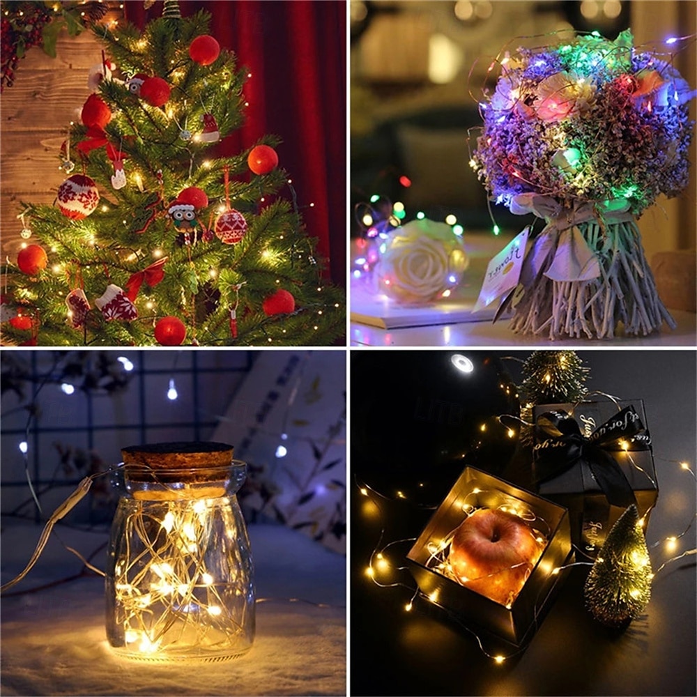 Elegant Wedding Reception Party 10pcs LED Copper Wire Fairy Lights, Battery-Powered Christmas String Lights for Bedroom, Garden, Wedding & Party Decor 1-10M 2025 - $13.49 –P3