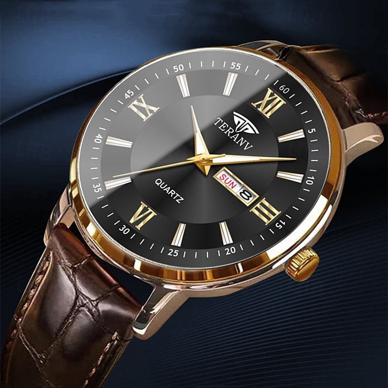 1 Neue Mode Trend Herren Business Quarz Uhr Kalender Woche Anzeige Lebensreise Leuchtende Freizeit Sport Herren Armbanduhr Geschenk Ideale Wahl 2025 - $22.99 –P5