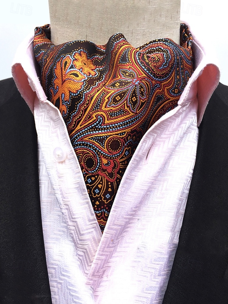 cravatta ascot paisley da uomo - elegante cravatta in finta seta per occasioni formali, matrimoni e feste - cravatta con motivo floreale vintage del 2026 a $18.99 –P8