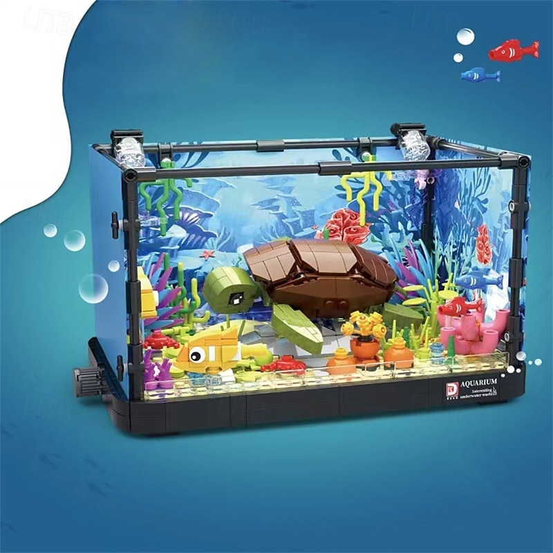 Fish Tank Building Block Lighting Aquarium Building Sets for Adults and Kids Including Ocean Jellyfish Turtle Animal Building Toys for Boys Age 8-12 725pcs/753pcs 2025 - $61.99 –P7