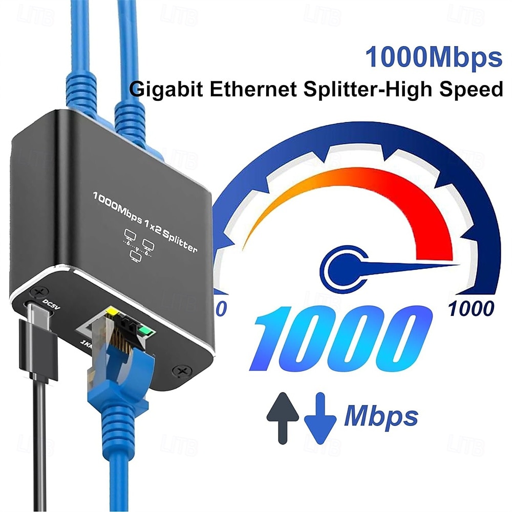 Gigabit Ethernet Splitter 1 to 2 High Speed 1000Mbps Internet Splitter 1 in 2 out LAN Splitter with USB Power Cable RJ45 Splitter for Cat5/5e/6/7/8 Cable 2025 - $27.99 –P4