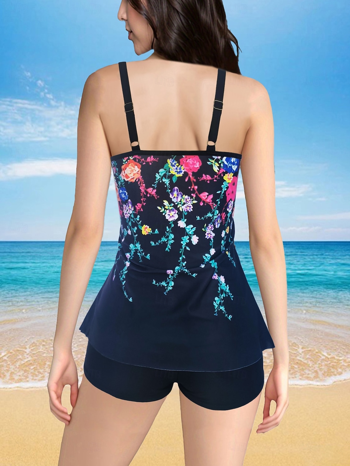 Dam Badkläder 2 st Shorts Baddräkt Öppen rygg geometriska Grafisk Blomma Rund Semester Stylish Baddräkter 2025 - $29.99 –P9