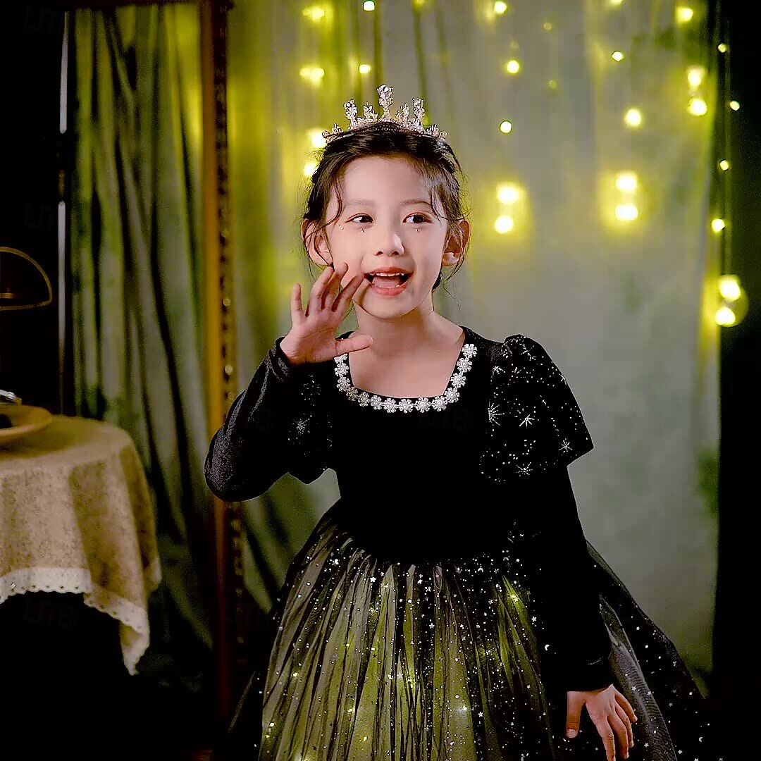 Холодное сердце Принцесса Сказка Эльза Платье девушки цветка Костюм для тематической вечеринки Тюль Платья Косплей Костюм Косплей из фильмов for Девочки Детские Рождество Карнавал Новый год 2025 - $44.99 –P6