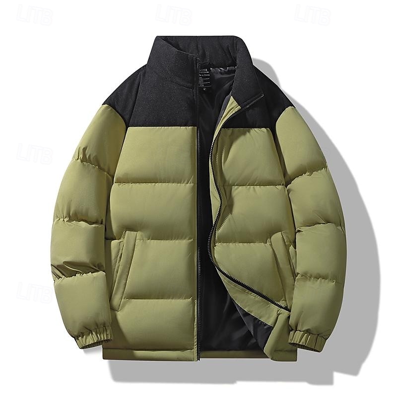 Férfi Puffer dzseki Kosaras Zseb Színes Parti Karácsony Szabadtéri Szokványos Semleges Divat Napi Tél Tömör szín Fekete Fehér Bíbor Lóhere Pufferkabát 2025 - $55.99 –P8