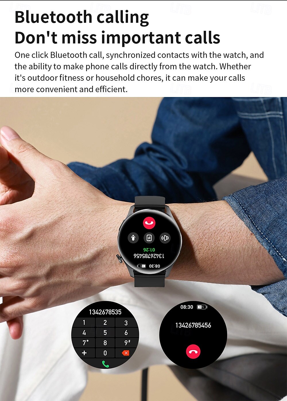 imosi 1,53-дюймовые смарт-часы для фитнеса, бега, шагомера, Bluetooth, напоминания о звонках, трекера сна, совместимые с Android, iOS, для женщин и мужчин, звонки без помощи рук, водонепроницаемые, 2025 - $37.99 –P4