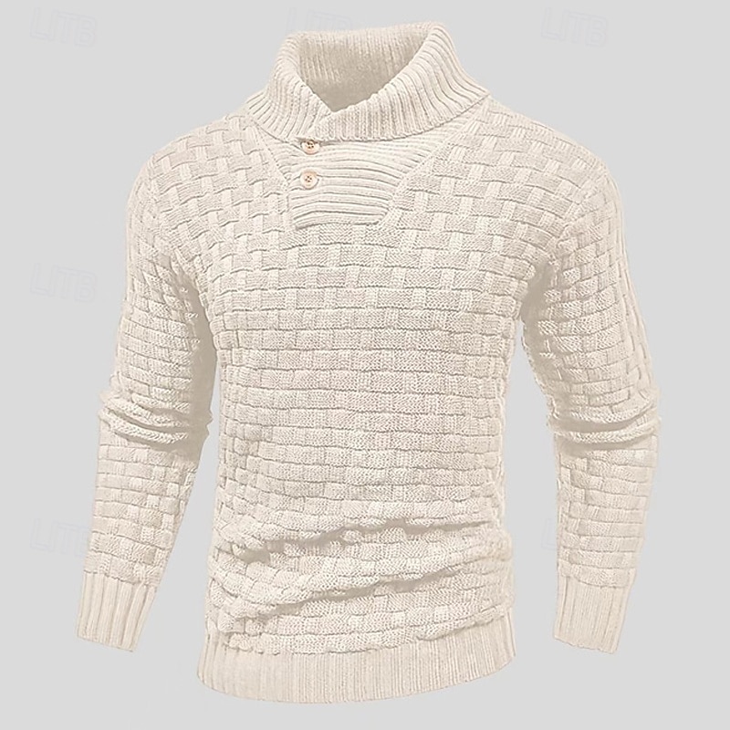 Men's Pullover Sweater Jumper Knit Sweater Ribbed Knit Regular Knitted Plain Turtleneck Fashion Basic Vacation Daily Wear Clothing Apparel Fall & Winter Black Yellow S M L 2025 - $37.99 –P3