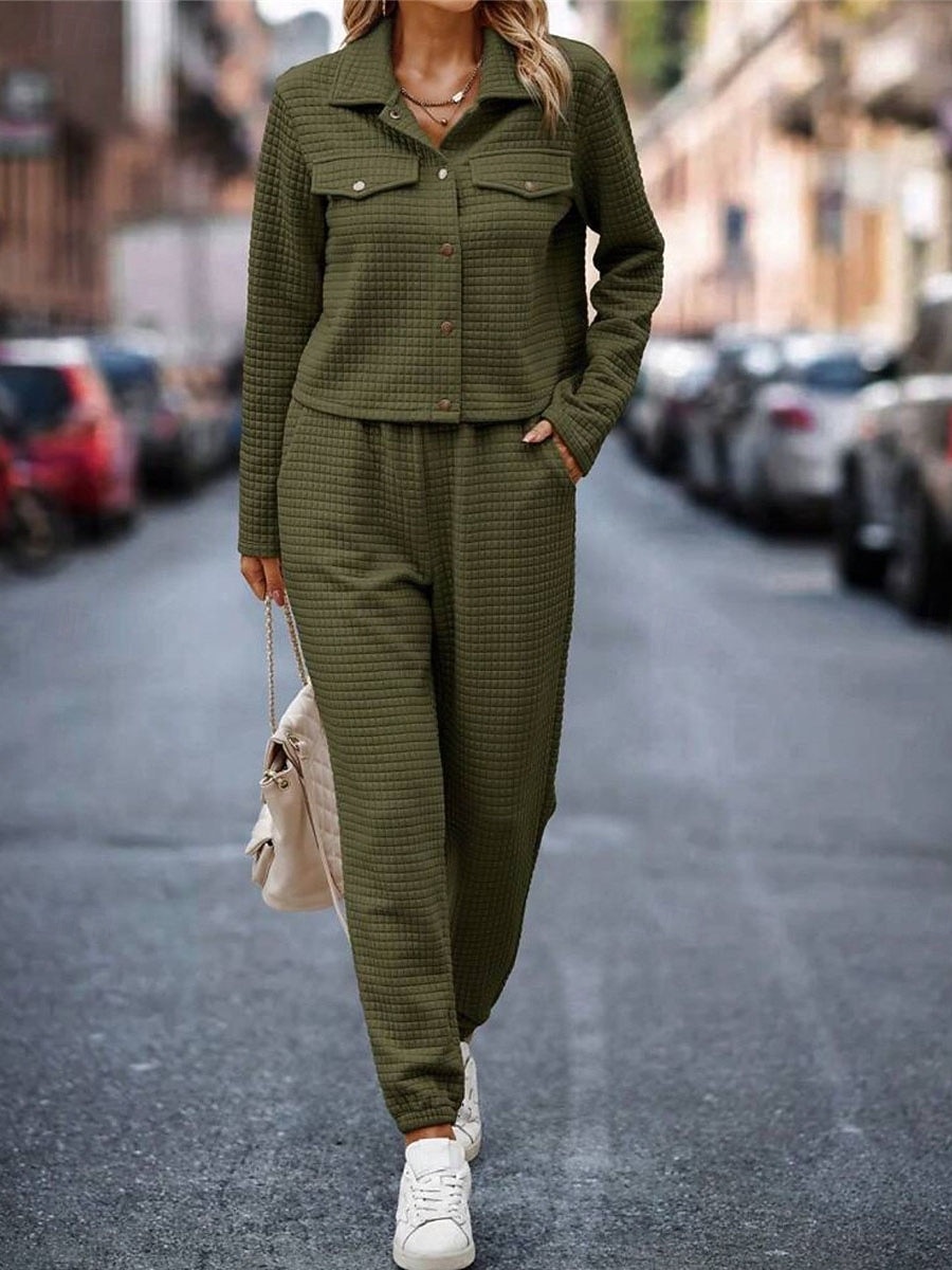 Damen Modisch Strassenmode Täglich Hemd Chinesisch Chino Langarm Hemdkragen Glatt Casual Täglich Rosa Grün Khaki Herbst Regular Fit 2025 - $36.99 –P14