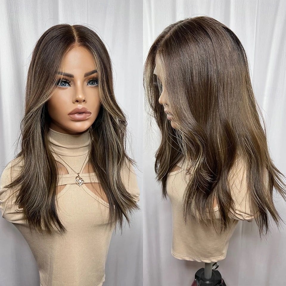 Capelli umani di Remy Chiusura 5x5 13x4 Pizzo Frontale Parrucca Taglio scalato Brasiliano Ondulato Multicolore Parrucca 130% 150% Densità dei capelli con i capelli del bambino 100% Vergine Senza del 2025 a $247.39 –P1