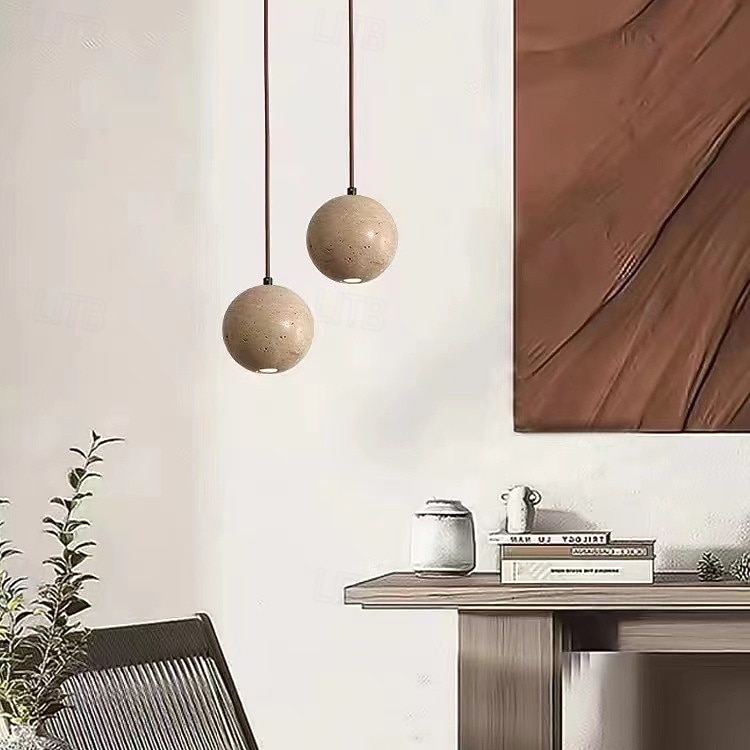 lampada a sospensione a led in travertino giallo pietra naturale lampada a sospensione singola mini lampada lampadario vintage 110-240v del 2025 a $109.99 –P2
