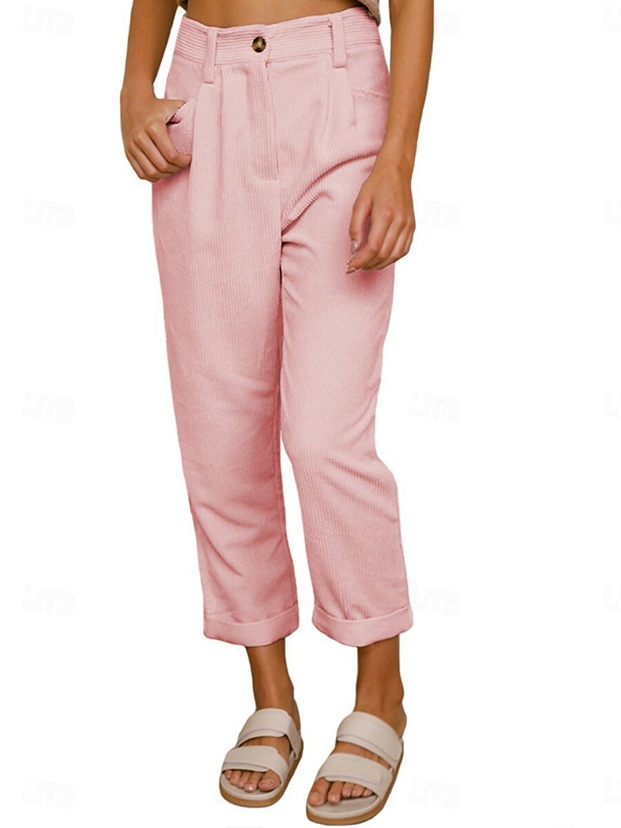 Per donna Chino Lunghezza intera Tinta unica Esercito verde Rosa Cachi Primavera & Autunno del 2025 a $24.99 –P3