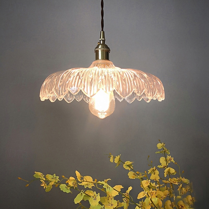 LED Modern Chandelier Lamp Flower Pattern Glass Ceiling Pendant Light V intage Bar Cafe Chandelier Fixtures Pendant Light Hanging Lamp Lighting Industrial Modern 25cm 110-240V 2025 - $101.99 –P4