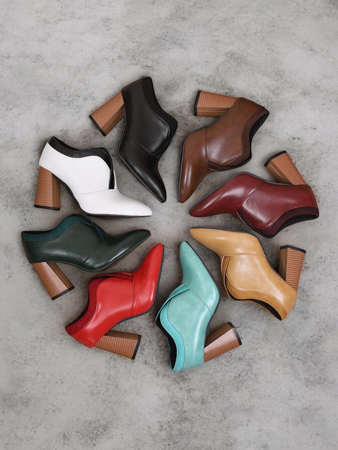 botins femininos de couro sintético verde com bico fino e salto bloco – sapatos modernos e sofisticados para uso no escritório e na noite de 2025 por $54.99 –P14